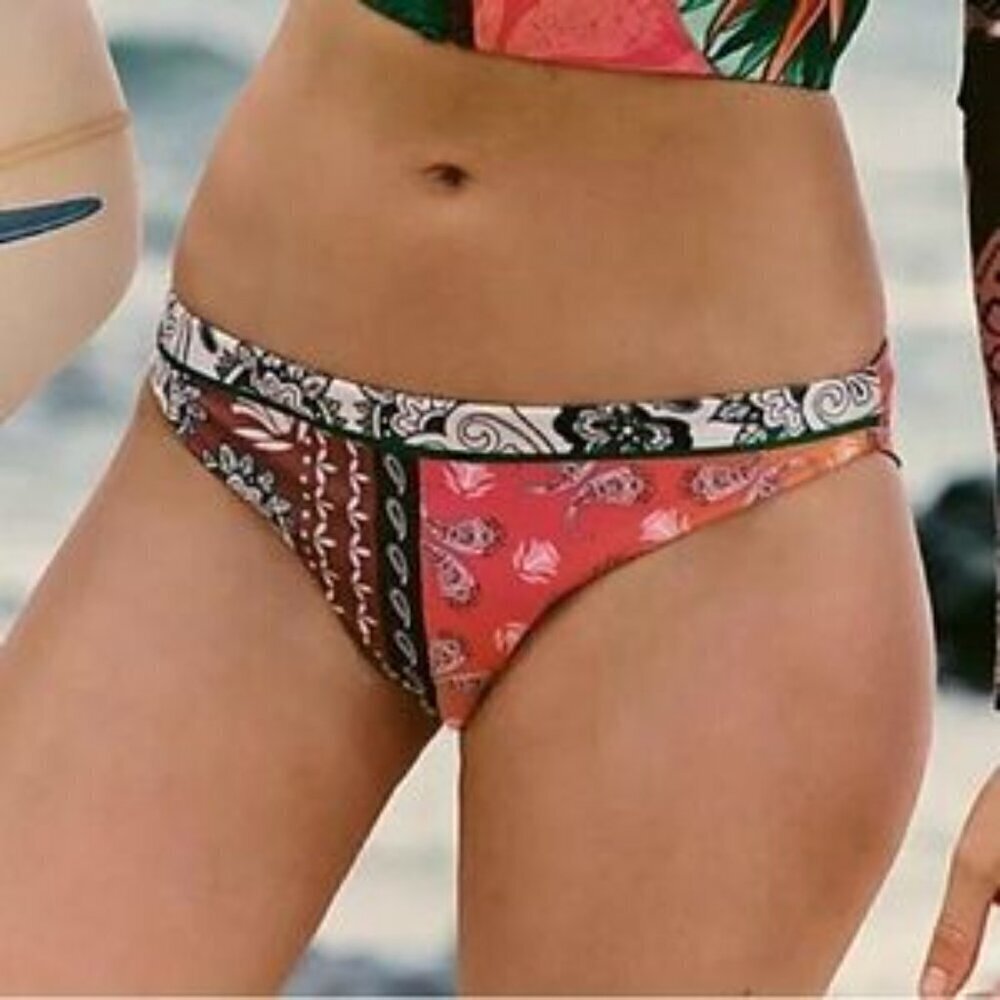 Agua Bendita Lola Free People bikini bottom swim low rise paisley pink new Small